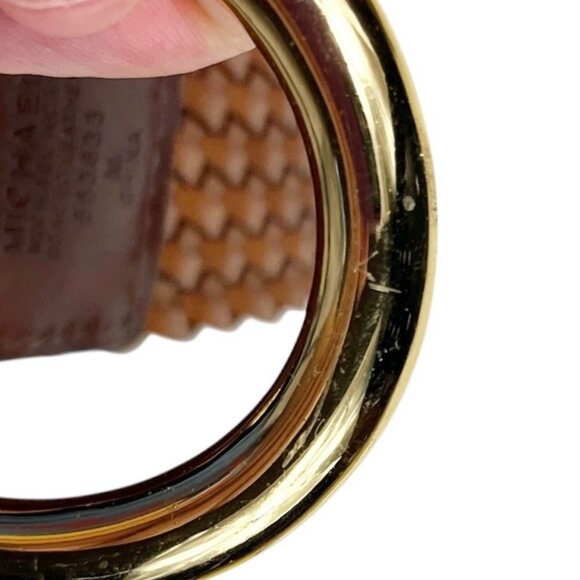 MICHAEL Michael Kors Bonded Leather Woven Belt Size Medium Brown Goldtone Buckle - Picture 11 of 11